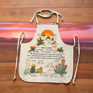 Vintage 70’s Apron Tequila Sunrise Recipe Southwest Desert Cactus